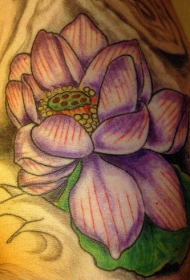 淡紫色莲花经典纹身图案