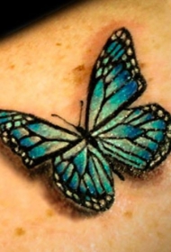写实绿蝴蝶纹身图案