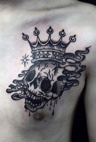 小臂黑色骷髅与皇冠纹身图案