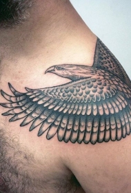 印度风传统黑色鹰肩部纹身图案