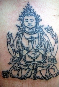 印度神佛像黑色纹身图案