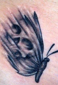 翅膀上有骷髅的蝴蝶纹身图案