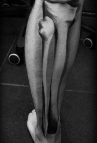 小腿简单的黑色人类骨骼纹身图案