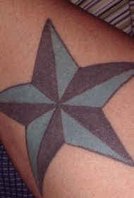 蓝色和黑色五角星纹身图案