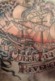 安妮女王复仇号海盗船胸部纹身图案