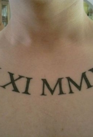 胸部罗马数字纹身图案