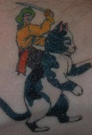 花猫和骑兵纹身图案