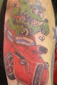 绿色老鼠在和汽车纹身图案