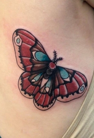 侧肋传统蝴蝶纹身图案