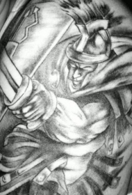 个性黑灰武士纹身图案