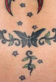 蝴蝶和藤蔓星星纹身图案