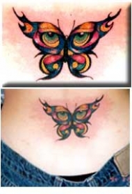 蝴蝶与眼睛翅膀纹身图案