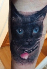 奇妙水彩黑猫纹身图案