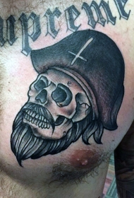 胸部海盗骷髅字母纹身图案