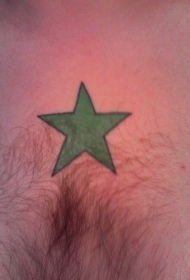 绿色星星胸部纹身图案