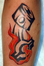 燃烧中的黑色部落符号纹身图案