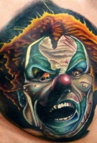 胸部邪恶的小丑纹身图案