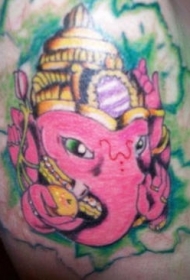 粉红甘尼萨印度教象神纹身图案