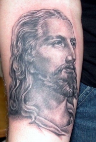 耶稣轮廓肖像黑色纹身图案