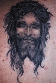 耶稣闭着眼睛肖像黑色纹身图案