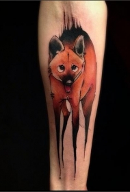 有趣长腿卡通狐狸纹身图案