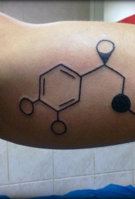 大臂内侧黑色化学式符号纹身图案