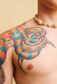 肩膀彩色彩色章鱼纹身图案