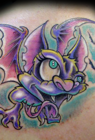 紫色的卡通吸血蝙蝠纹身图案