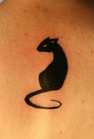 黑色猫剪影纹身图案