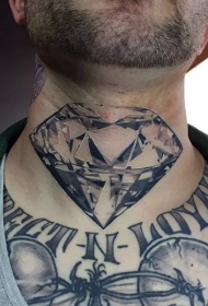 颈部神奇的逼真黑白钻石纹身图案