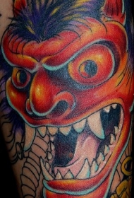彩色的中国鬼恶魔纹身图案