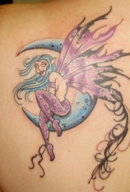 蓝月亮和精灵纹身图案