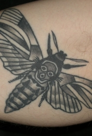 腿部黑色个性的蝴蝶纹身图案
