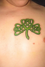 绿色绳结三叶草纹身图案