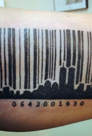 黑色的城市组合形条码纹身图案
