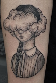 手臂简单有趣的黑色云朵女生纹身图案