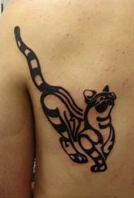部落猫图腾黑色纹身图案
