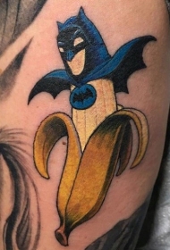 滑稽卡通香蕉与蝙蝠侠纹身图案