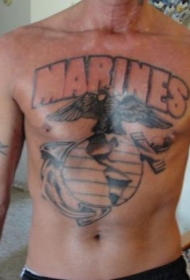 美国海军陆战队标志胸部纹身图案
