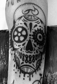 特殊设计的黑白墨西哥风格骷髅纹身图案