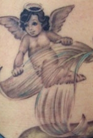 天使和美人鱼的尾巴纹身图案