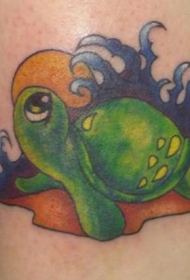 七彩好看的卡通乌龟纹身图案