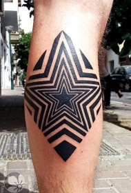 小腿黑色星星催眠装饰纹身图案
