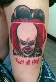 邪恶小丑肖像字母纹身图案