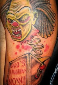 巫毒僵尸小丑弹簧玩具纹身图案