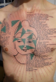 胸部如来佛祖与神圣的经文纹身图案