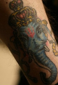 蓝色象神甘尼萨头部纹身图案