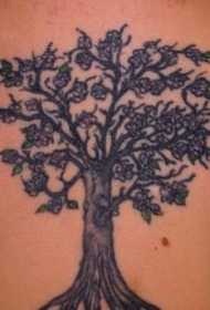漂亮的黑色花朵树纹身图案