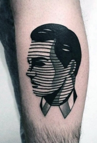 黑白线条男人肖像纹身图案
