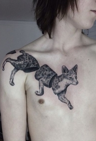 不寻常的风格黑色狐狸胸部身图案